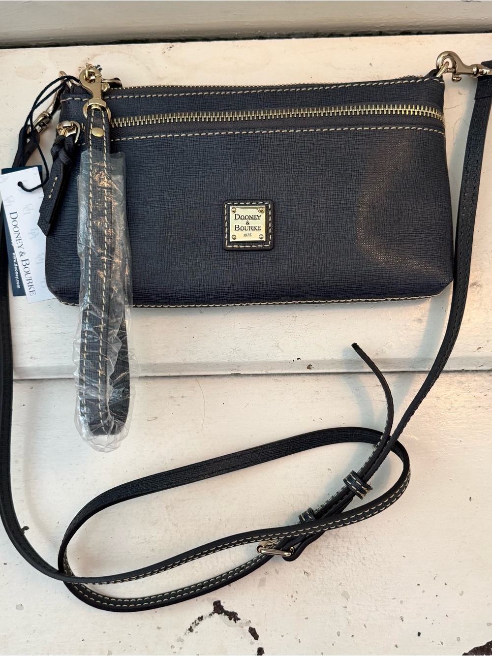 Dooney & Bourke Saffiano Multi Function Double Zip Wristlet Orig $168  NWT